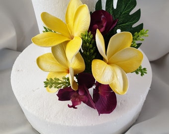 Tropical Hawaiian Plumeria Cake Spray  Topper Artificial Frangipani