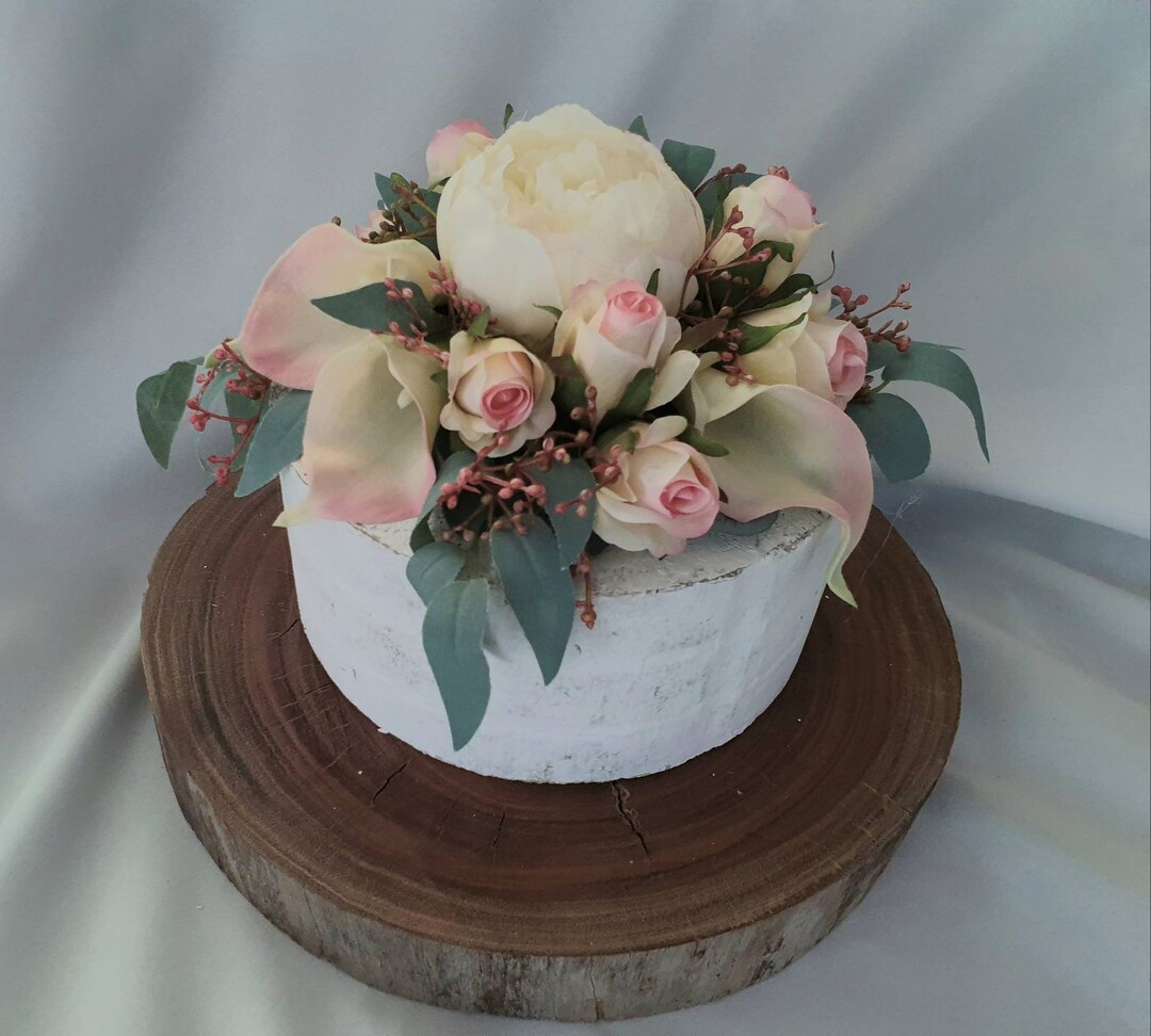 Stone Roses Cake Topper Rustic Peony Rose Cake Topper Blush Pink Eucalyptus Leaves - Etsy