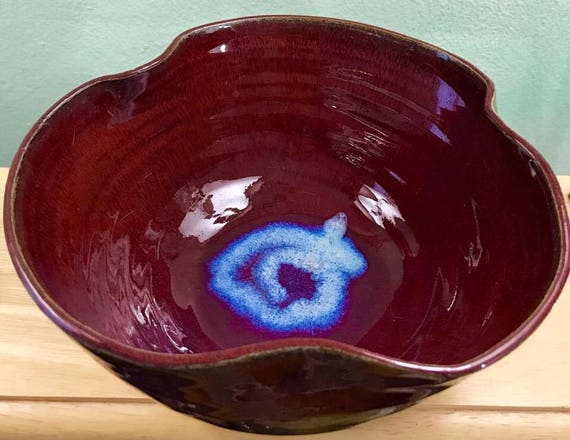 Large Flower Shaped Serving Bowl in Rich Red