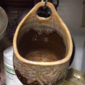 Beautiful Textured, Hanging Jar or Vase in Rich Earth Tones image 3