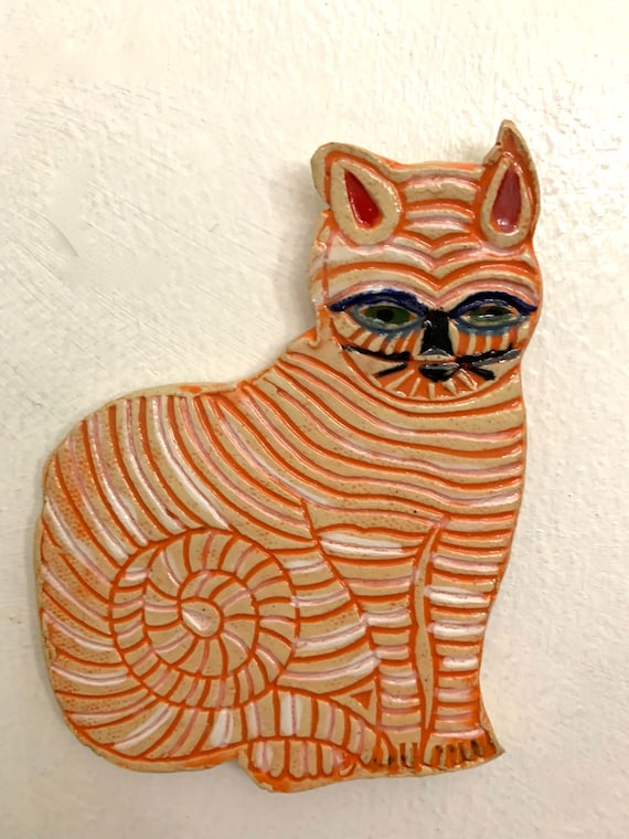 Adorable Ceramic Orange Tabby Cat Super Magnet