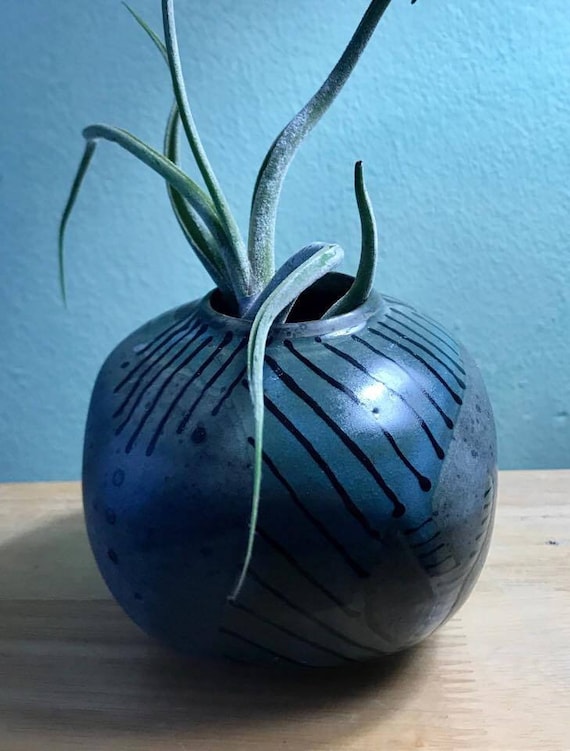 Modern Striped, Round and Square Ceramic Pot or Vase