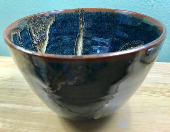 Ceramic Soup Bowl in Swirling Earth Tones