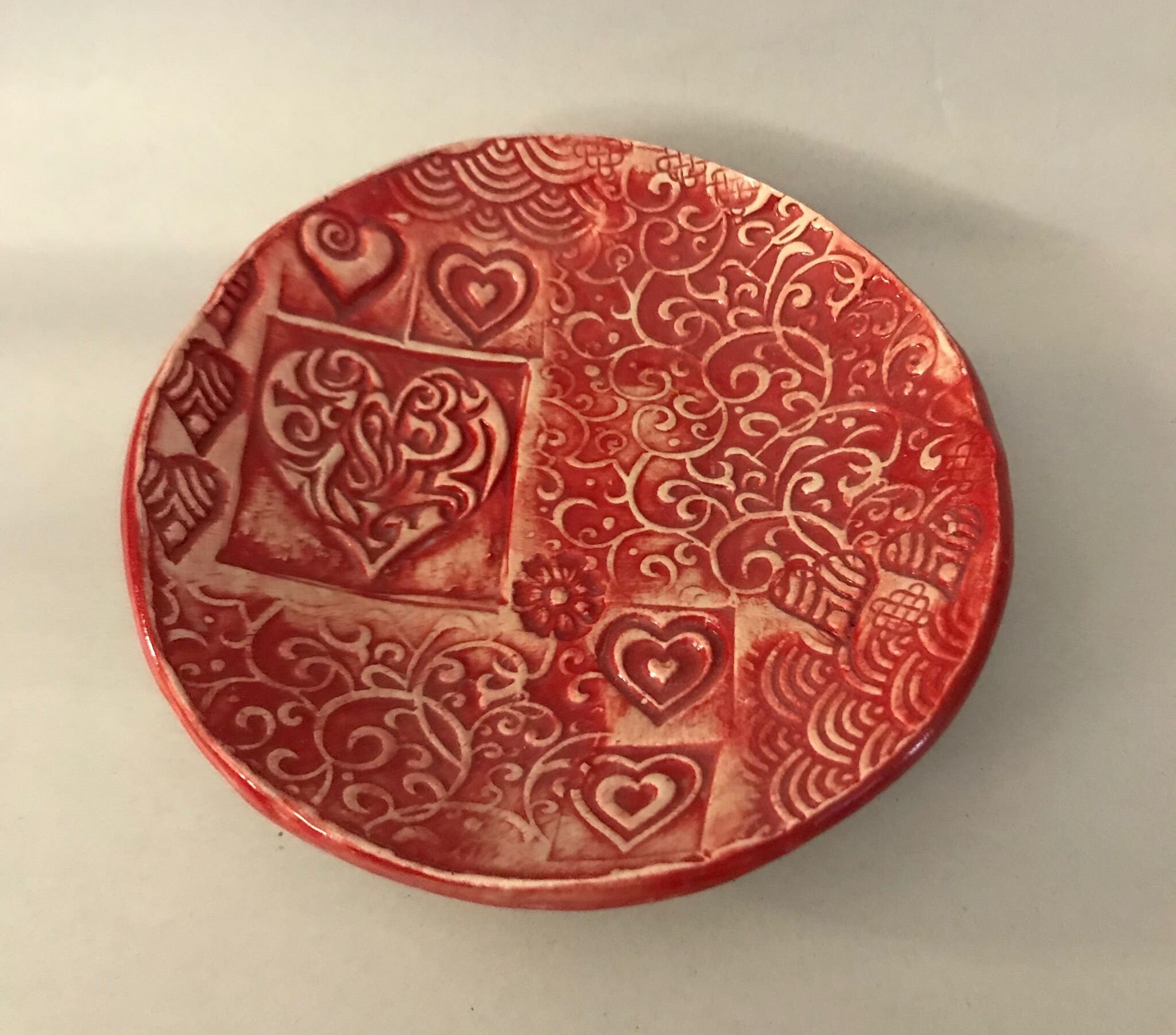 Loving Heart Ceramic Valentine's Dish in Red