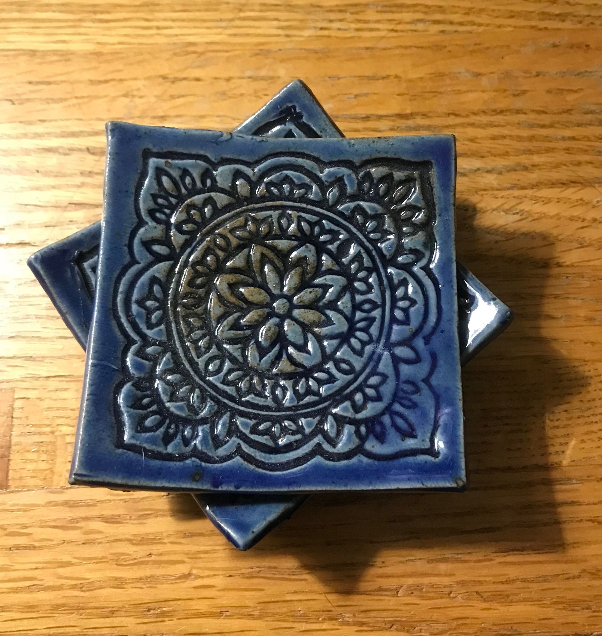 Set of 3 Small Square Plates with Beautiful Floral Pattern