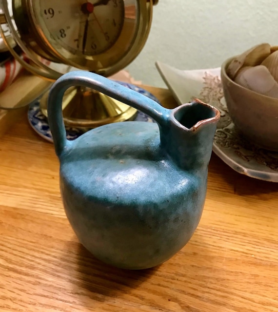 Mesopotamian Inspired Decanter in Rich Salt Fired  Turquoise