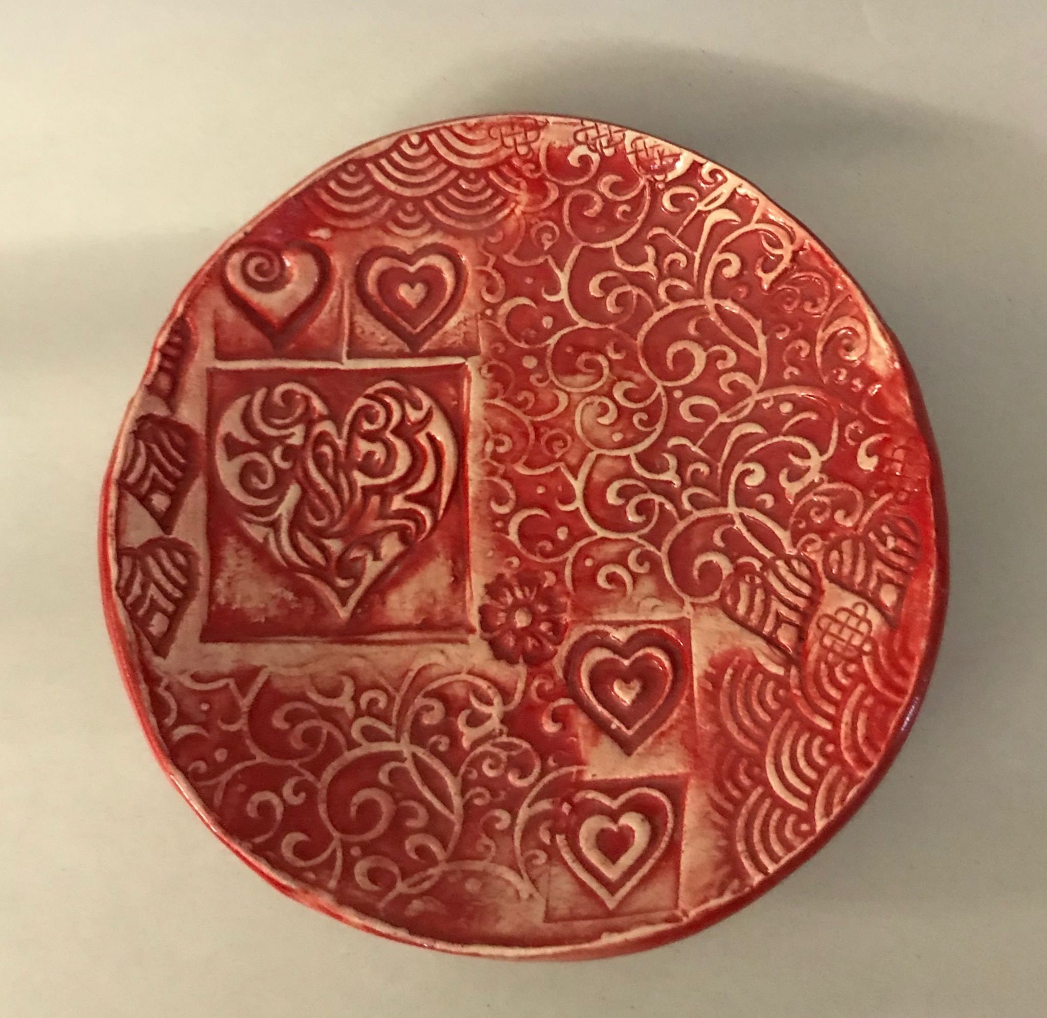 Loving Heart Ceramic Valentine's Dish in Red