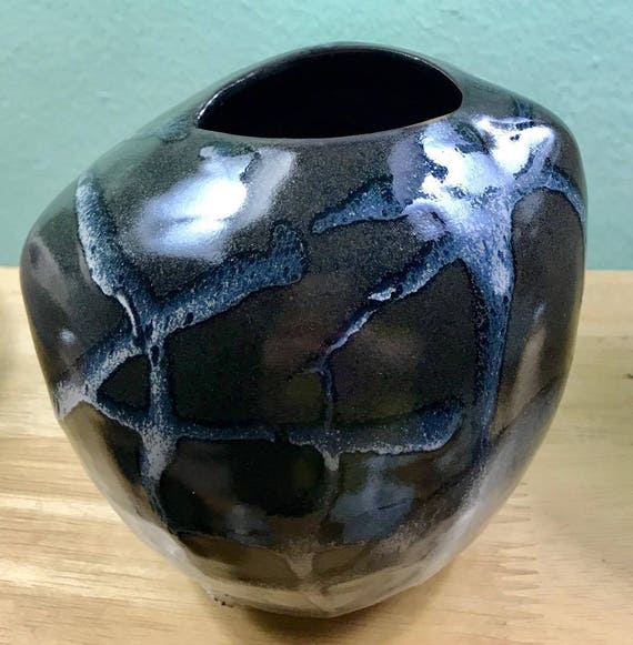 Modern Ceramic Vase in Black and White