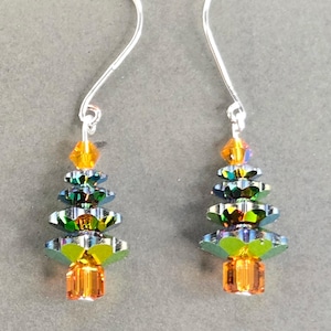 Beaded Christmas Tree Earrings