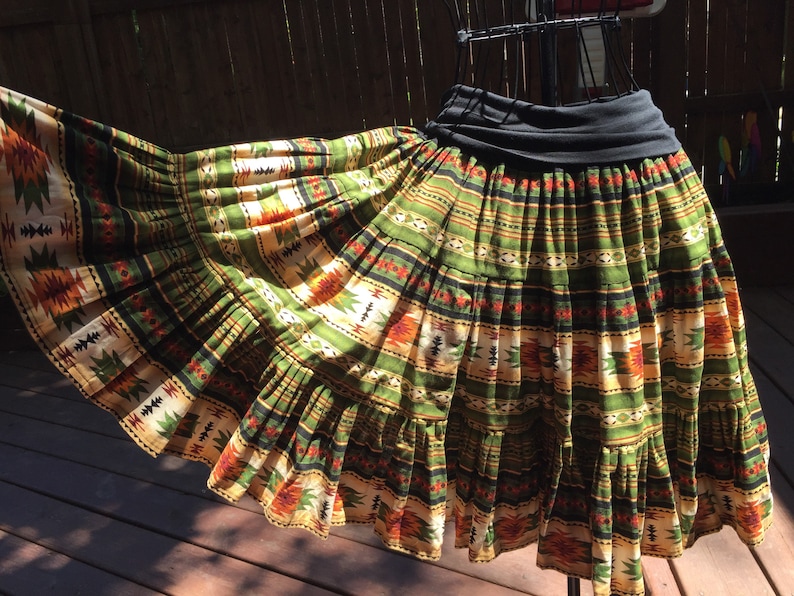 Green aztec tucson print Yoga skirt