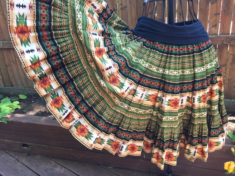 Green aztec tucson print Yoga skirt