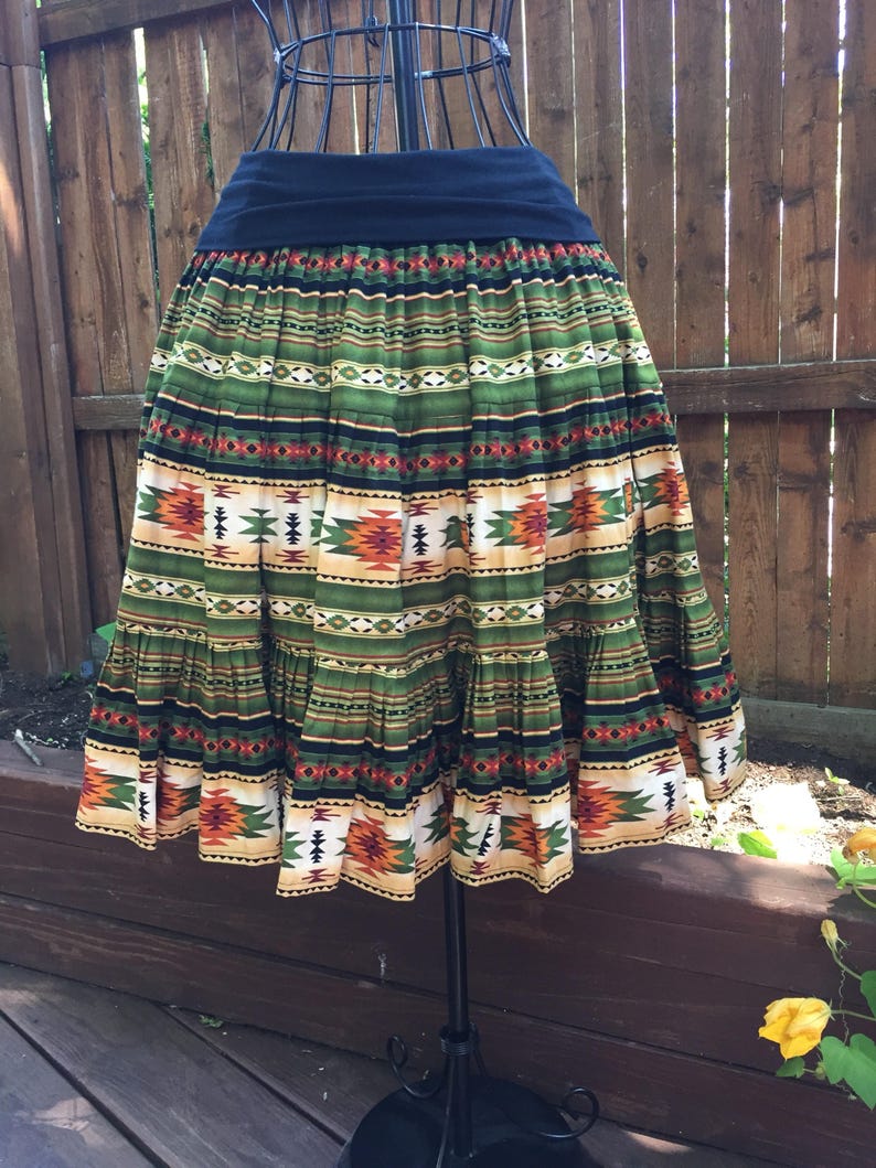 Green aztec tucson print Yoga skirt