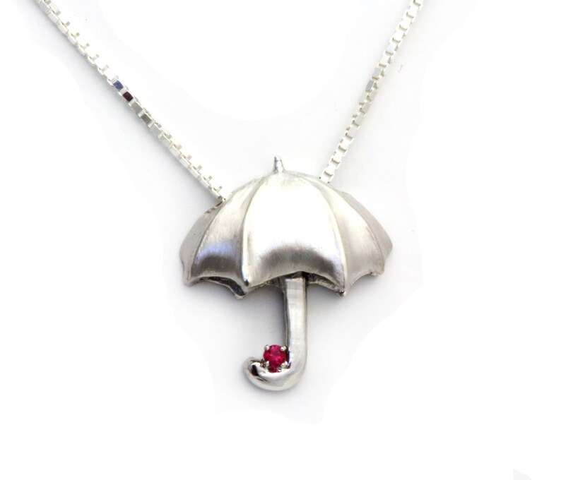 Birthstone Pendant, Silver Umbrella, Jewelry Talisman, Custom Silver Pendant Etsy UK