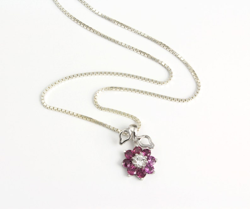 Rhodolite Garnet Pendant, Pink Flower Jewelry, Purple Garnet Necklace, Floral Jewelry image 4