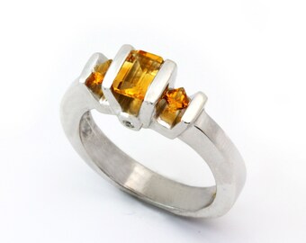 Sterling Silver Citrine Ring, Citrine Jewelry, Silver Gemstone Ring, Fine Citrine Jewelry