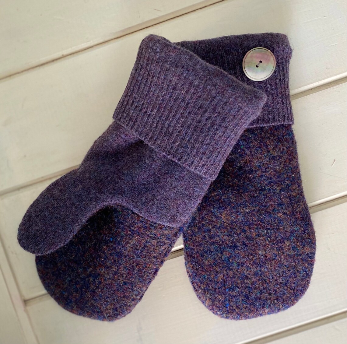 Wool Sweater Mittens Dark Purple Womens Size Small With | Etsy