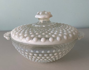 Opalescent Hobnail Dish With Lid /Vintage/Ready To Ship