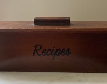 Vintage Wood Recipe Box With Lid/Ready To Ship