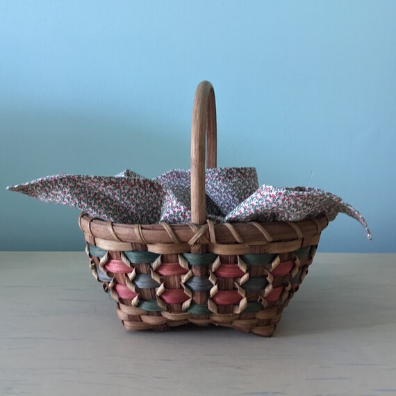 Girl S Little Red Riding Hood Woven Basket Red And Green Etsy