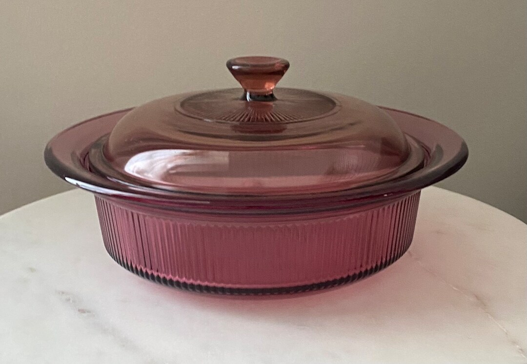 Pyrex Cranberry Vintage Pyrex Cranberry Purple Glass Casserole Dish With Lid - Etsy