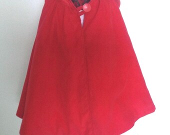 Girls Little Red Riding Hood Costume: Size 4T Reversible Corduroy Cape & Upcycled Dress