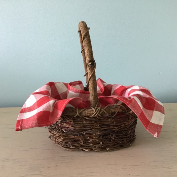 Girl S Little Red Riding Hood Brown Woven Twig Basket With Etsy