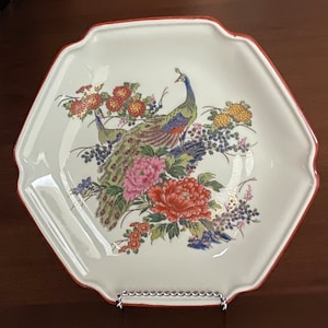 Peacock Plate/Made In Japan/Ceramic Plate/Oriental Trading/Ready To Ship