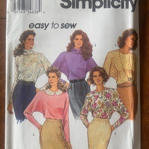 May include: Simplicity sewing pattern featuring illustrations of women's tops and skirts. The pattern includes the text "easy to sew" and the number 8673. The size is AA (XS, SM, M).