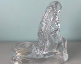 Vintage Kneeling Angel Lead Crystal Votive Holder by DePlomb