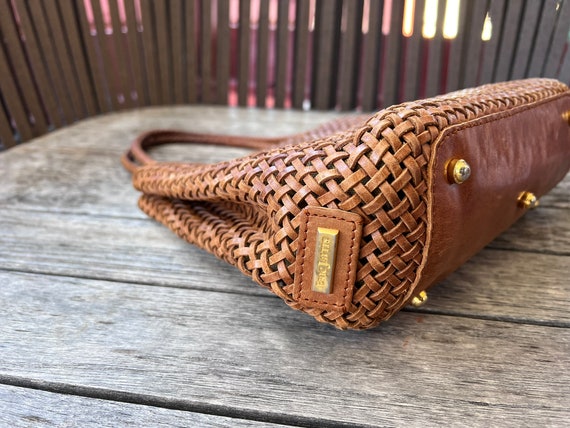 Eric Javits Handbag, Brown Weaved Leather - image 8