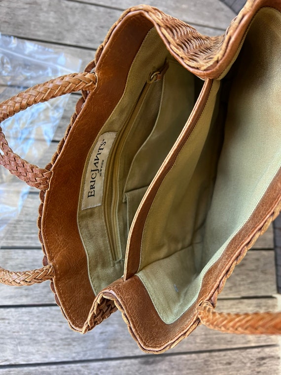 Eric Javits Handbag, Brown Weaved Leather - image 7