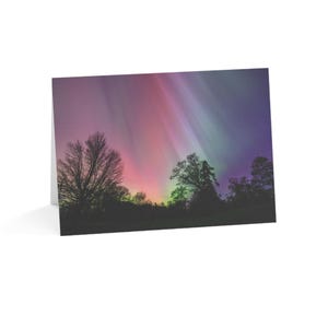 Aurora Borealis blanco wenskaarten in 1, 10, 30 of 50 stuks - op de nachtelijke hemel geïnspireerd ontwerp, perfect voor het verzenden van gepersonaliseerde notities