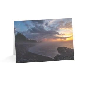Blank Cards, Michigan Sunset Art Photo, Lake Superior Picture, Keweenaw Peninsula Landscape, 1 10 30 50 pcs Set, Envelopes Included