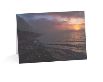 Cartões de visita do pôr do sol na Península de Keweenaw: conjunto de papelaria elegante