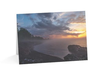 Cartões comemorativos do pôr do sol em Michigan: Lago Superior, Península de Keweenaw (envelopes incluídos)