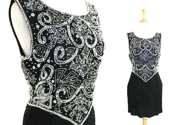 Black Sequin Mini Dress Large
