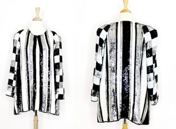 black and white sequin jacket