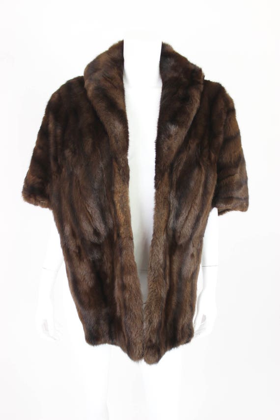 Vintage Brown Fur Stole Medium Length Snap Closure - image 2