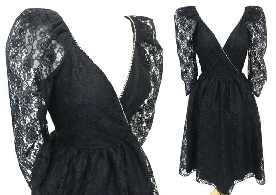 Black Lace Dress Rhinestones - image 1