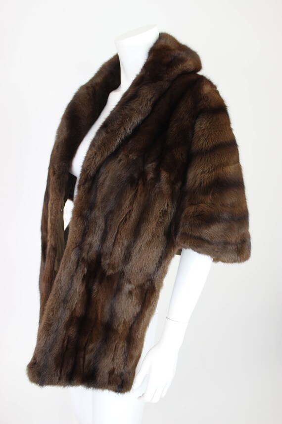 Vintage Brown Fur Stole Medium Length Snap Closure - image 6