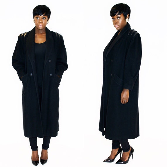 Vintage Coat / Black Faux Leather 80s Jacket