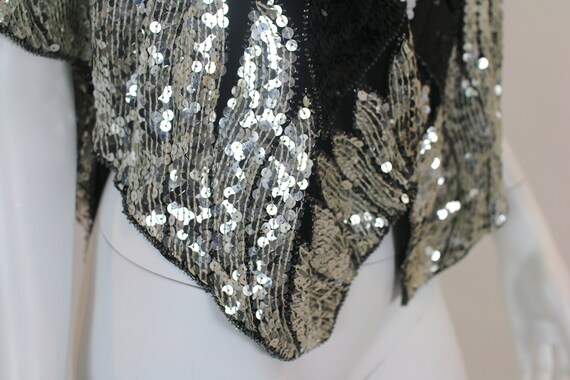 Sequin Butterfly Top Batwing Silver Black - image 4