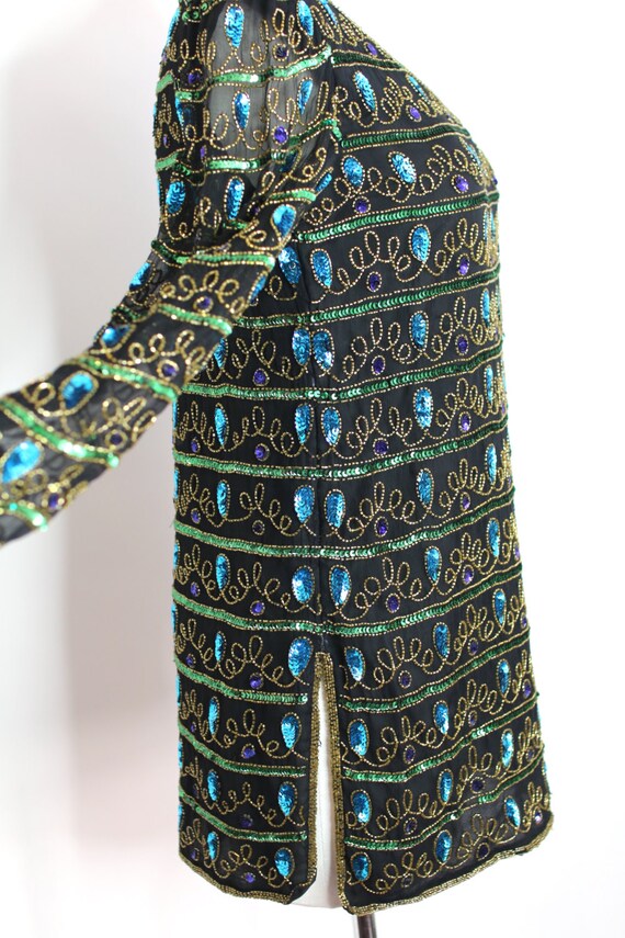 Vintage Sequined Blouse Long Sleeved - image 4
