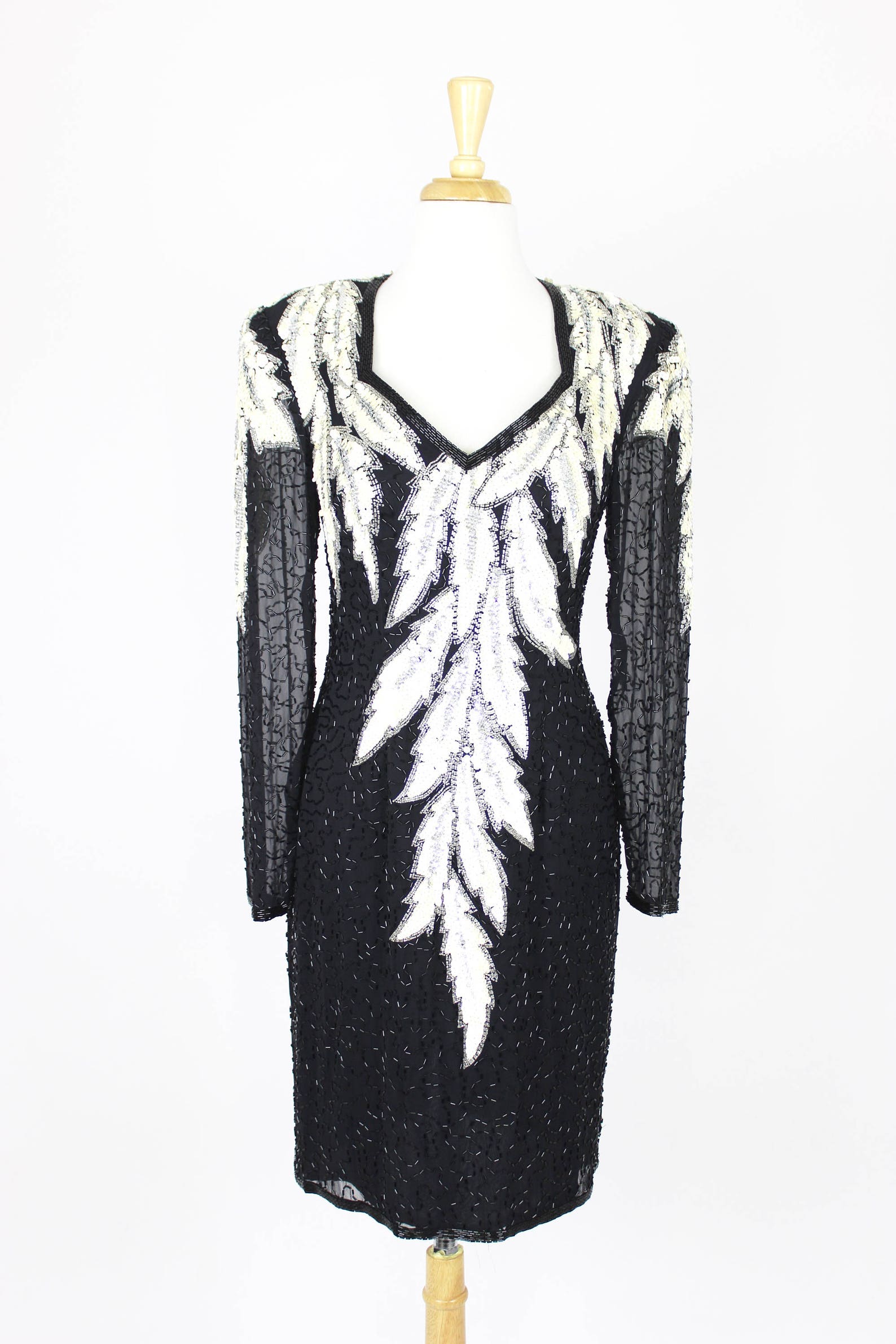 Vintage Sequin Dress Lillie Rubin Size Large Black White 80s - Etsy