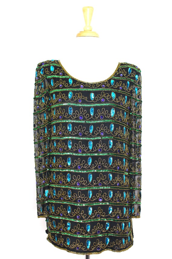 Vintage Sequined Blouse Long Sleeved - image 2