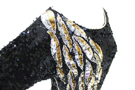 Sequin Top Vintage Black Gold - image 4