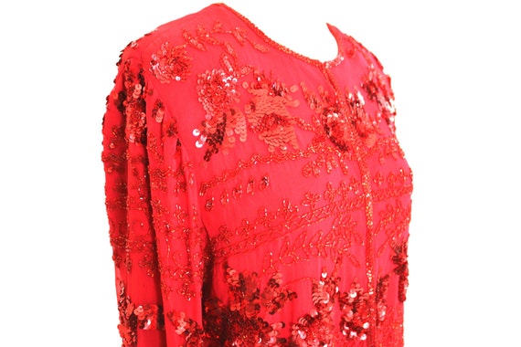 Sequin Jacket Red Vintage Medium - image 4