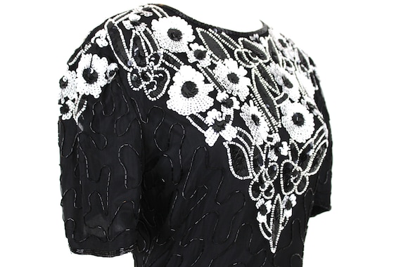 Vintage Sequin Dress White Black - image 3