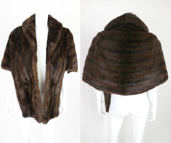 Vintage Brown Fur Stole Medium Length Snap Closure - image 1