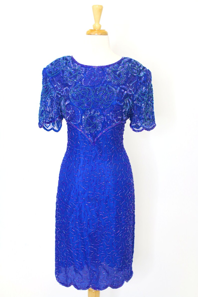Vintage Sequin Dress Blue - Etsy